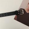 Pu Trendy Black Waist Belt With Double Holes For Vintage Inspired Attire Casual