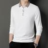 Autumn New Men's Autumn Long Sleeve T-shirt Young and Middle-Aged Men's Loose Lapels Solid Color Polo Shirt Top Base