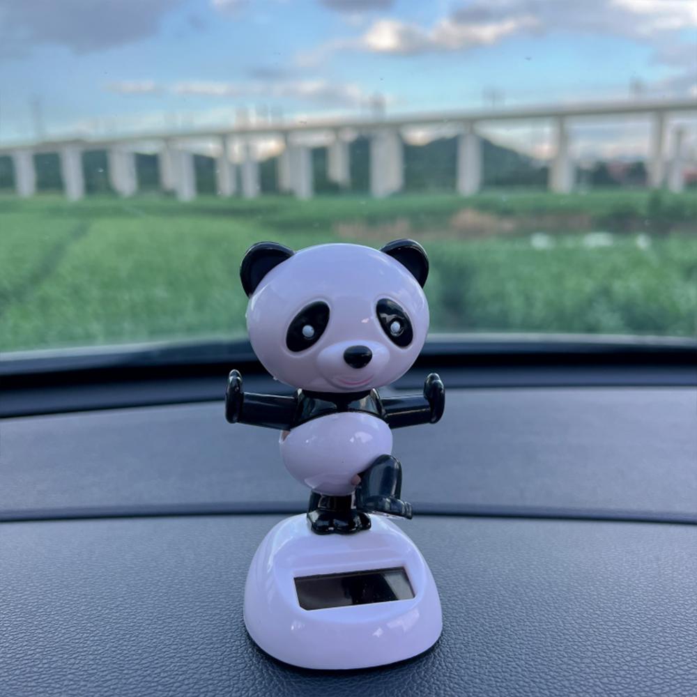 Panda Bobblehead Car Decor - Cute Nodding Panda Dashboard Ornament, Fun Home & Office Desk Decoration