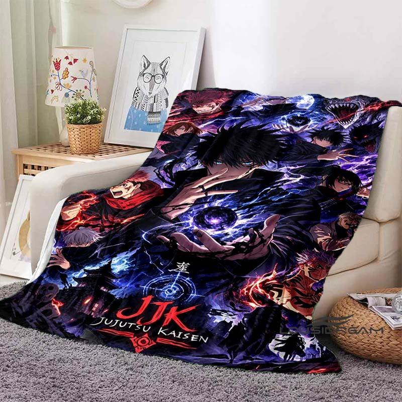 Jujutsu Kaisen Cartoon-Themed Flannel Blanket — Soft & Cozy Throw for Bed, Sofa, or Picnic Use — A Great Gift for Kids