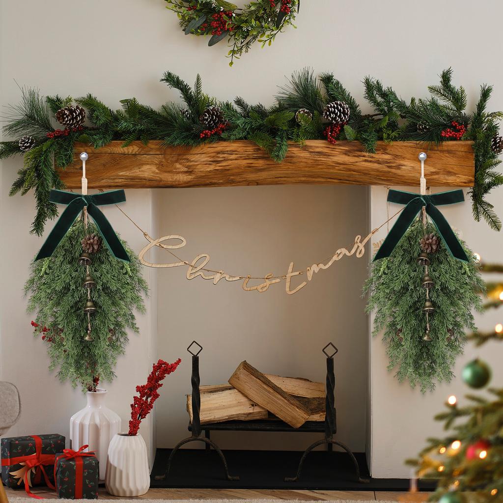2pc50cm Simulated Soft-Glue Norfolk Needle Wall Hanging Christmas Tree Upside Down Vine Green Plant Holiday Decoration
