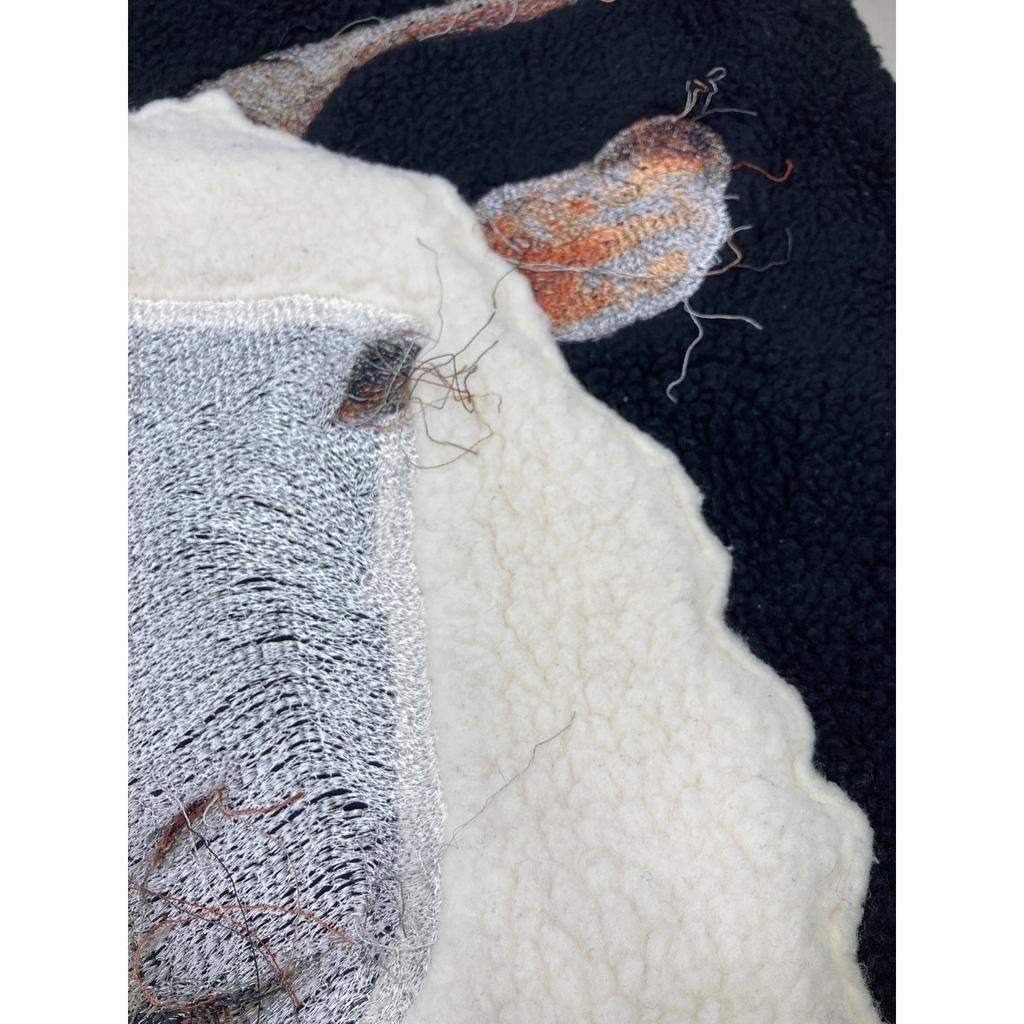 doublet Black Photo Stitch Embroidery Fur Jacket coat M blackUsed