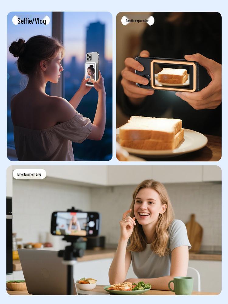 High-Definition Rear Camera Projection & Live Broadcast Selfie Device with Fill Light