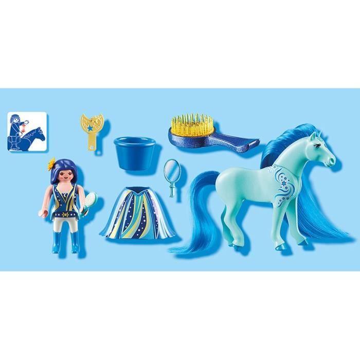 Playmobil - princesse bleuet avec cheval à coiffer - gamme playmobil princess - mixte - 4 ans et plus