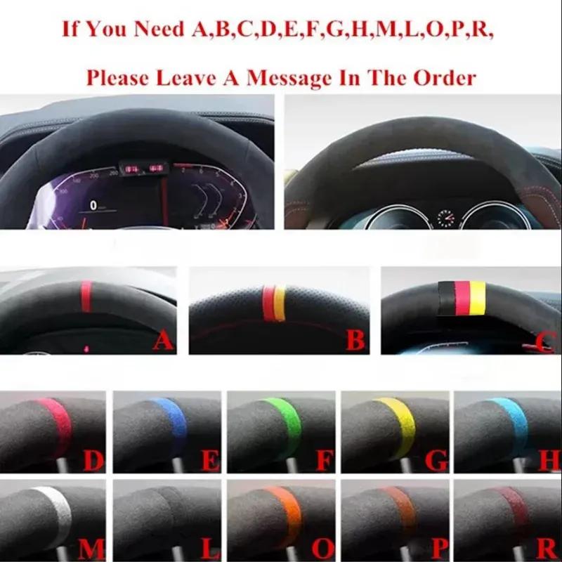 Suede Leather Hand-stitched Car Steering Wheel Cover For For Hyundai Kona Verna 2017- For Hyundai110 Car Accessories