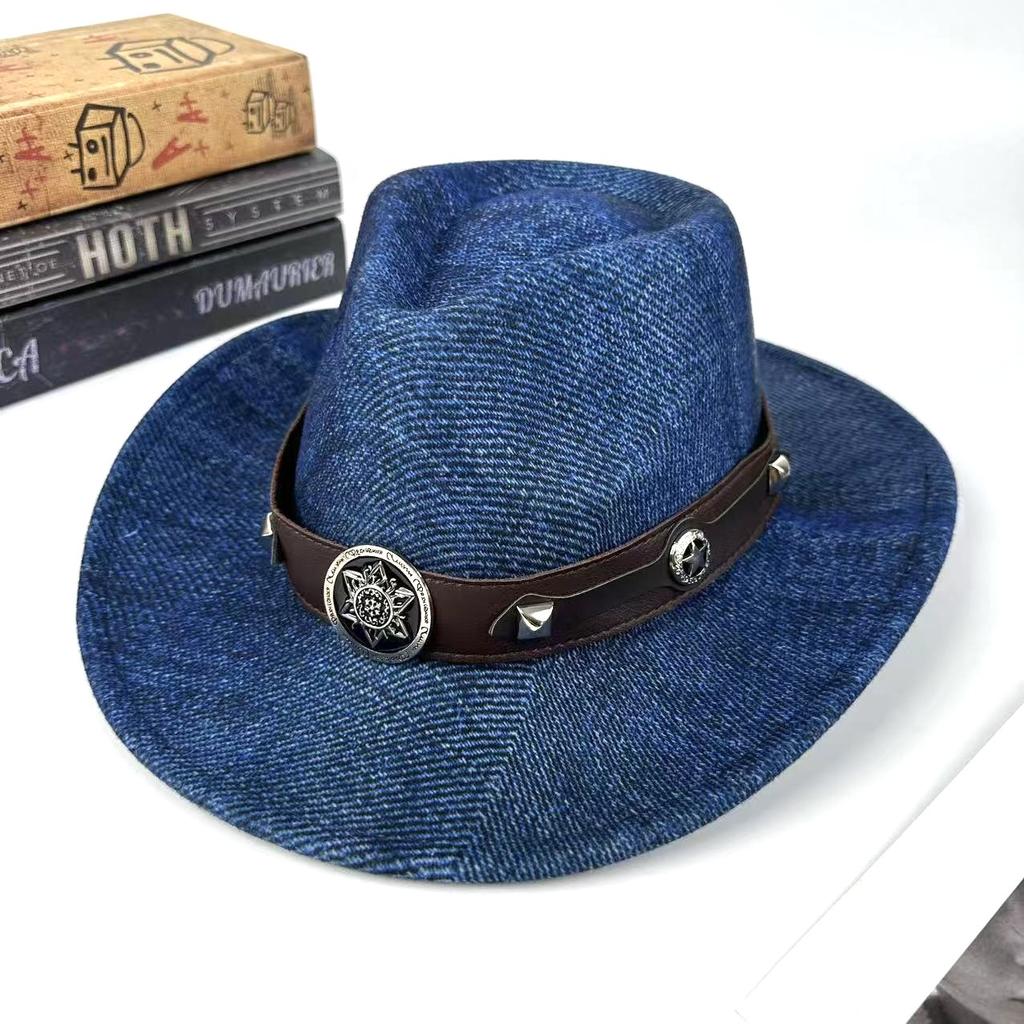 Verzogener Rand Bow Western Cowboyhut Amerikanischer Woll-Zylinderhut Herbst- und Winterfilzhut Europäischer und Amerikanischer Stil Vielseitiger Jazzhut