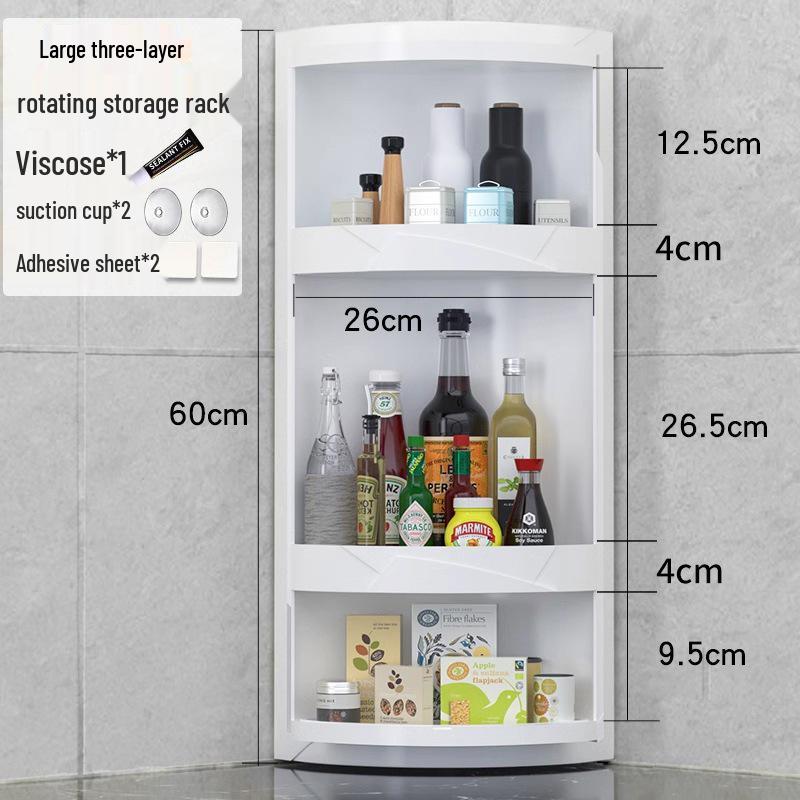 Rotating Corner Kitchen Rack for Seasonings and Condiments