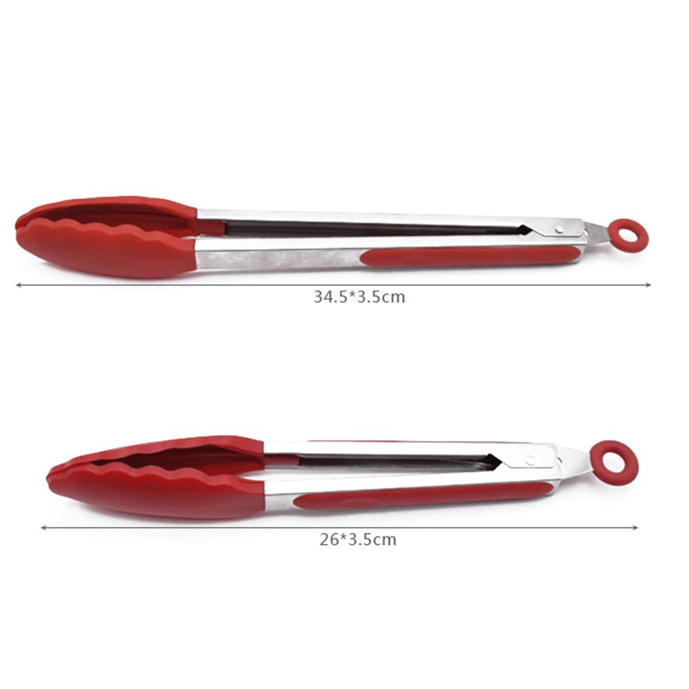 Healthy  Anti-Slippery Food Tong Heat-Resistant Clip Silicon Stainless Steel Pincer Kitchen Tool
