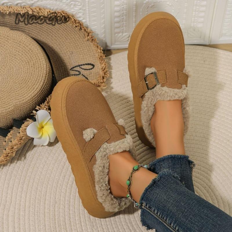 Fashion Autumn Winter Women Warm Snow Boots Short Plush Thick Bottom Shoes Women Footwear Slip-On Slippers Plus Size 36-44 Botas Mujer