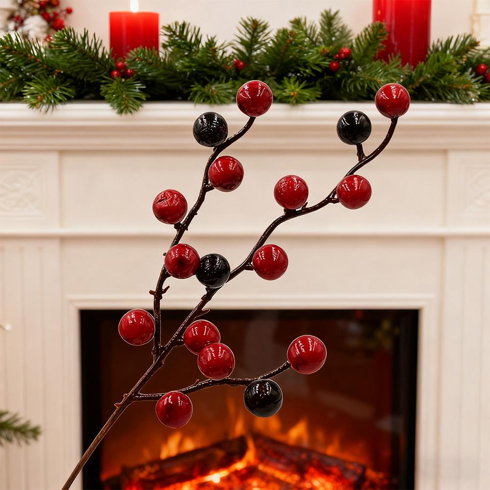 10pcs Simulated Berry Decoration Artificial Red Berry Stems For Christmas Tree Decor DIY Crafts Wreath Decor Berries Branch Q6O6