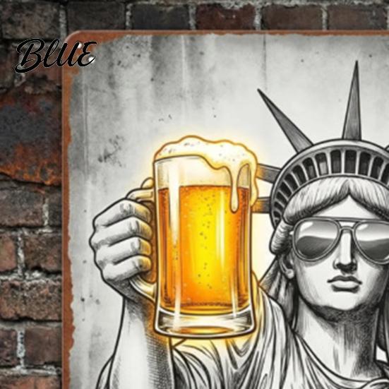 Decorative Metal Plaque The Freedom's Day Off Vintage Signs Retro Statue of Freedom Coffee Beer Detailed Design Humor Sign Distressed Patriotic
