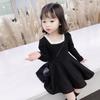 Girls Long Sleeve Black Dress for Spring Autumn Princess Base Layer