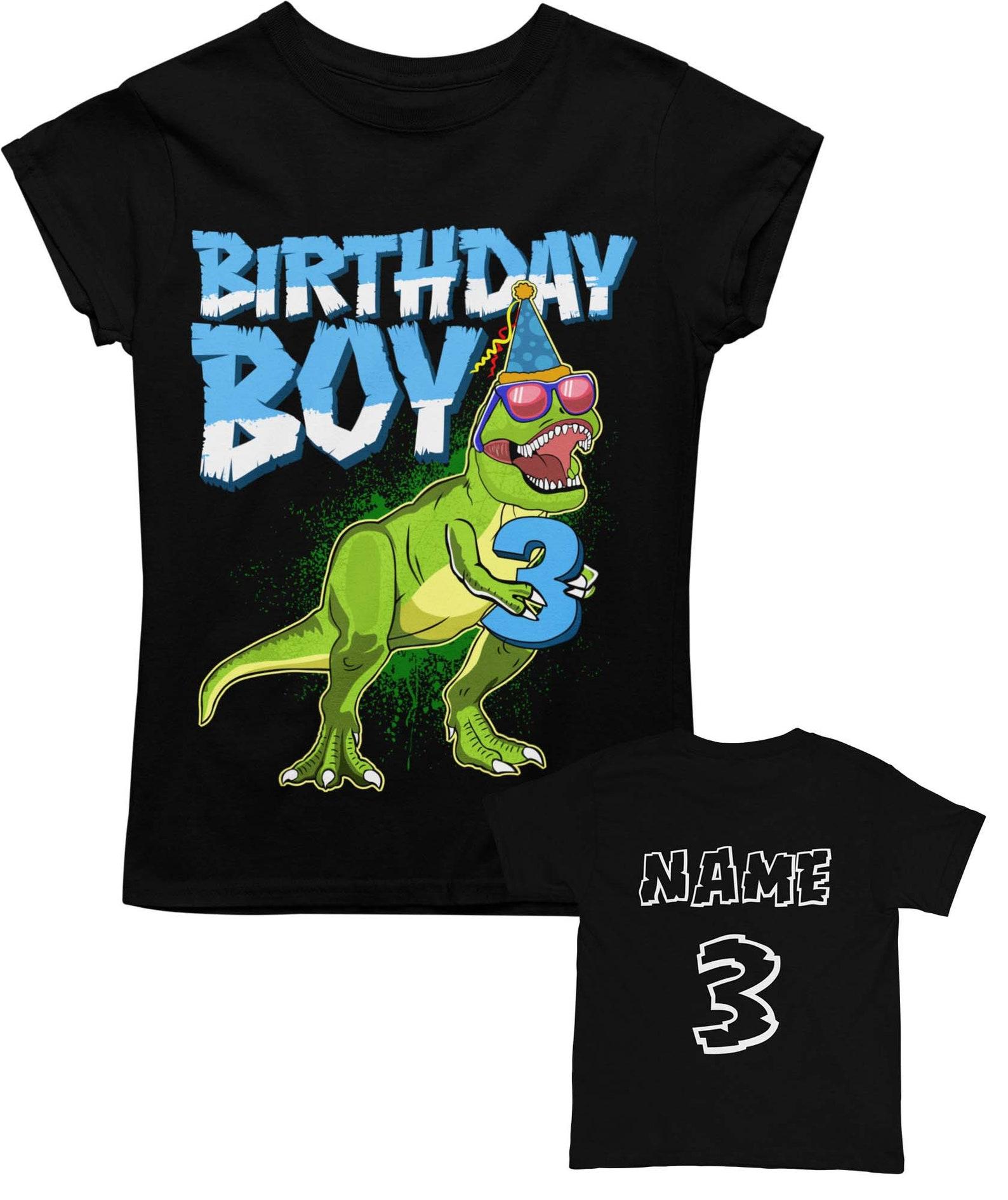 Personalized 3rd Birthday Dinosaur T-Shirt: Custom Name & Age XL