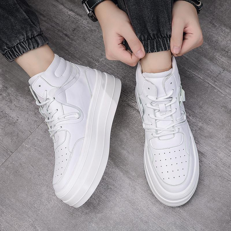 Herrenschuhe mit hohem Schaft Freizeitschuhe modische trendige Schuhe Herrenbekleidungsgeschäft dicke Sohlen erhöhen die Höhe dicke Sohlen schütteln schnell live Wenzhou Schuhe