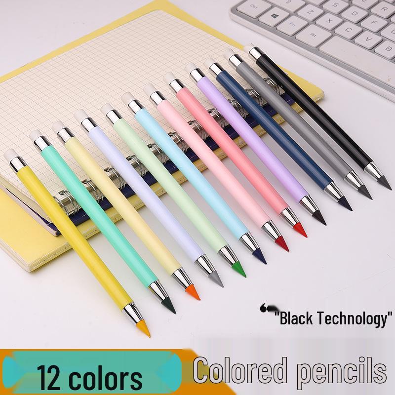 Eternal Pencil Set: 12 Vivid Colors, Unbreakable, No Sharpening Needed, Ideal for Students & Sketching