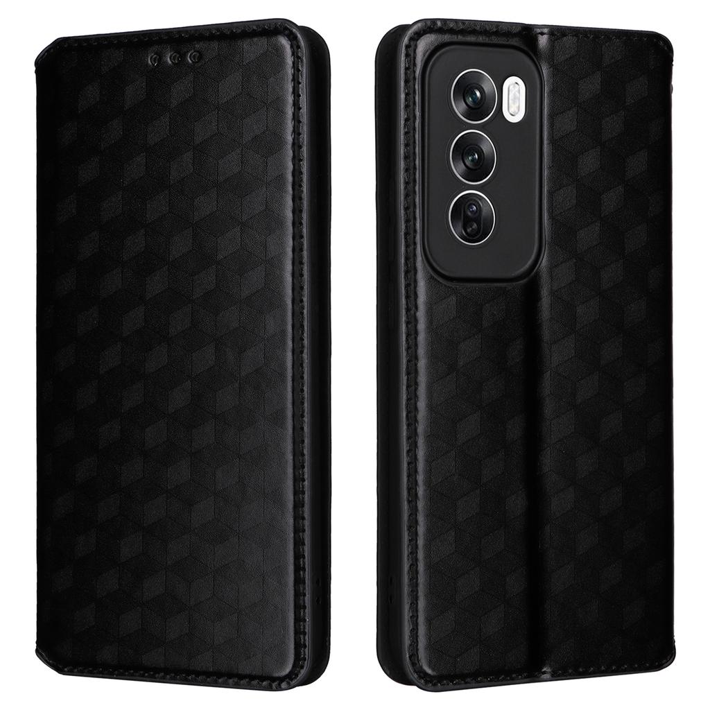 Dla Oppo Reno12 5G (Światowy) Etui Rombowe Skórzane Etui na Telefon Stojak Zamknięcie Magnetyczne
