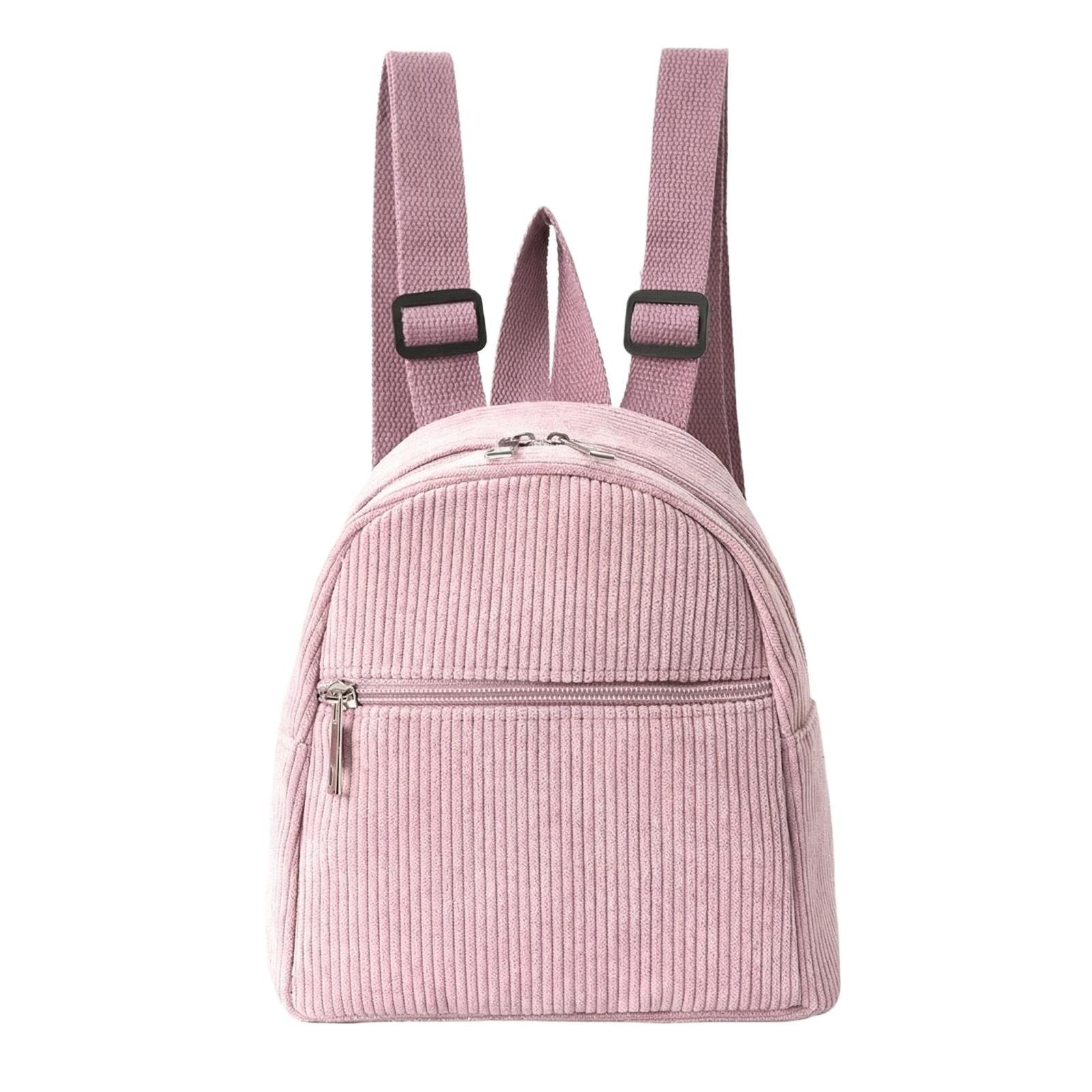 Corduroy Color Fashionable Women s Backpack, High-Value, And Versatile Small Backpack розовый