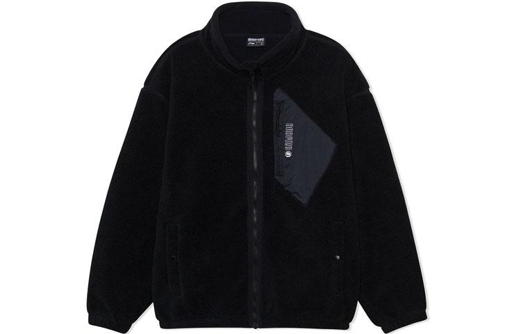 Li Ning Basketball Collection, BADFIVE Thermal Sherpa Loose Fit Knitted Fabric Stand Collar Fleece Lined Polar Fleece AFDR729-4 XXL