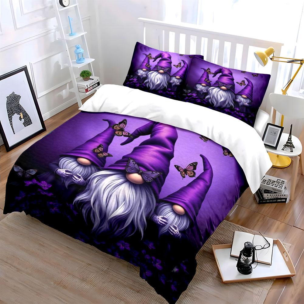 Purple Gnome Trio Decoration Set Multiple Sizes Kid'S And Adults' Bedroom Exquisite 3Pc Bedding Set, Gift