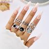 {Summer2} 6Pcs Punk Demon Claw Clown Poker Black 8 Billiard Rings Set For Women Men Vintage Gothic Finger Rings Party Jewelry
