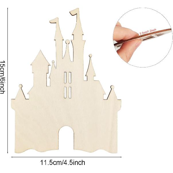 15 Pack 6 Inch Wood Princess Castle Cutouts Unfinished Wood Princess Castle Crafts Wooden Princess Castle Hanging Ornaments DIY Princess Castle Craft