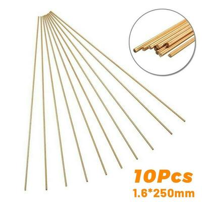 10 Pcs 1.6*250mm Brass Rods Wires  For Repair Welding Brazing Soldering