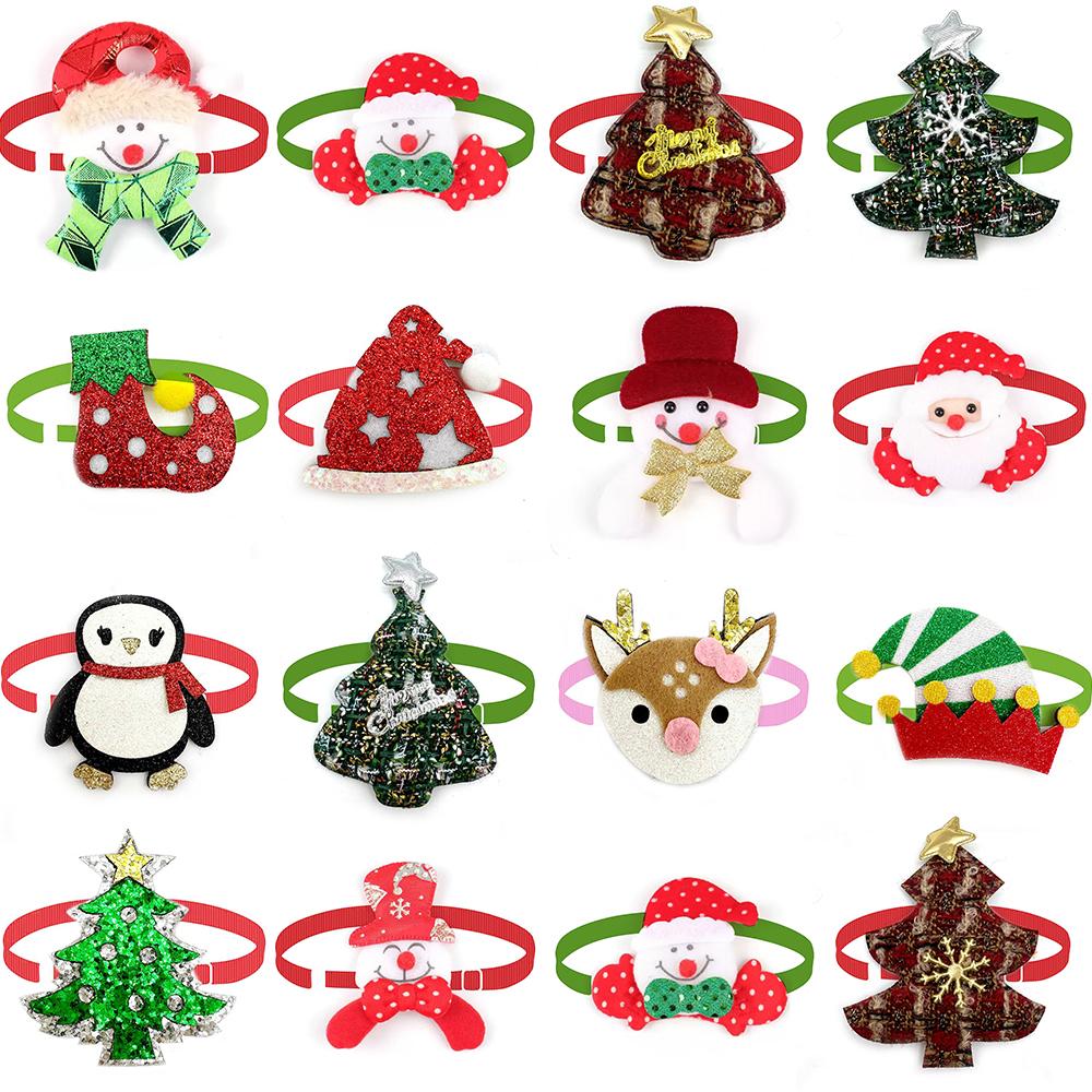 50/100pcs Christmas Fashion Pet Dog Grooming Bowtie Santa Claus Deer Style Small Dog Cat Bow Tie Necktie for Dogs Pet Decoration
