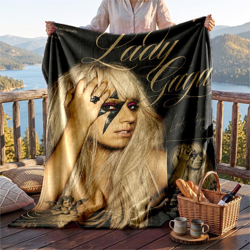 Warm Flannel Throw Blanket,Lady Gaga Lightweight Cozy Blanket For Bed Sofa And Daily Use