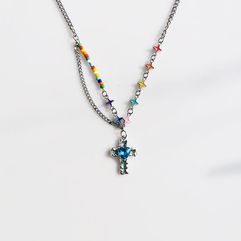 Colorful star link necklace - y2k millennial style colorful choker