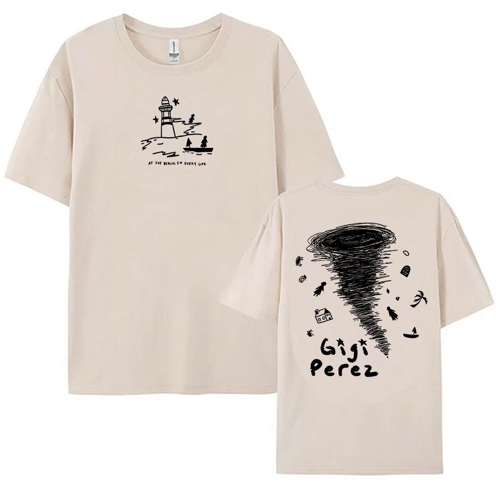 Y2K Gigi Perez Twister Camiseta Preta 2025 LP Na Praia, Em Toda Vida Camisetas Gráficas Unissex Streetwear Unisexga Curta Camisetas
