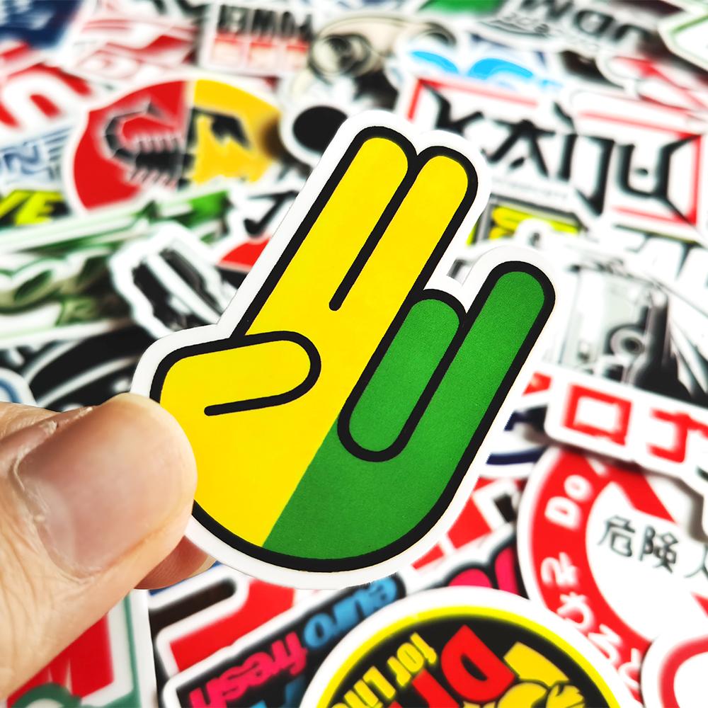 102050 100Pcs Cool Racing Car Jdm Stickers Decals Laptop Skateboard Luggage Phone Helmet Waterproof Motorcycle Sticker Packs