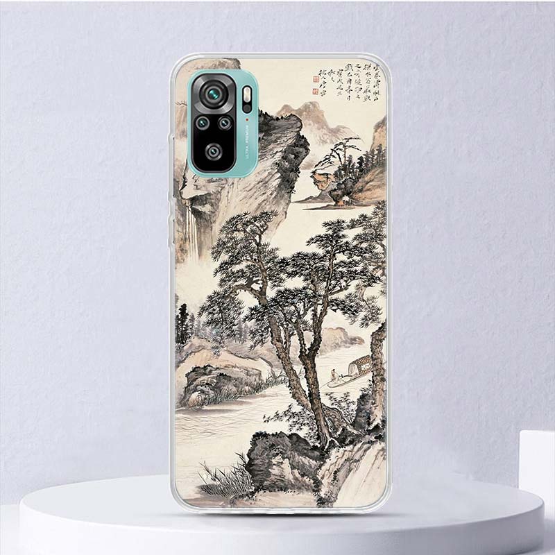 Chinese Style ink Painting Art Soft Case For Xiaomi Redmi Note 14 14S 13 12S 11S 10S 12 11 10 Phone Cover 11T 11E Pro Plus 9 9S