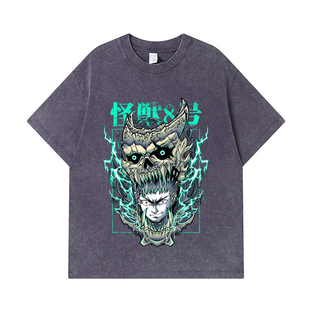 275 GSM Washed T-shirts 100% Cotton Kaiju No 8 V19 Kafka Print Unisex Heavy Cotton T Shirt