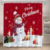 Winter Weihnachten Duschvorhang Set Niedlicher Schneemann Rote Vögel Geschenke Wald Zeder Neujahr Xmas Badezimmer Deko Duschvorleger Toilettensitzbezug