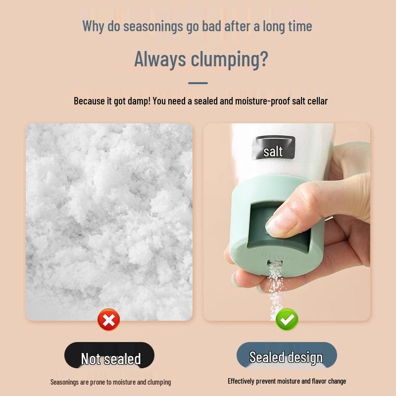 Press-Type Seasoning Jar: Moisture-Proof, Sealed Salt Control Bottle for Kitchen.