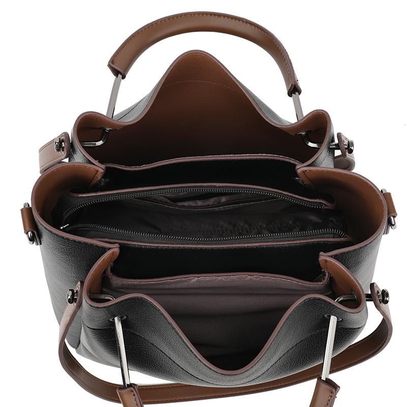 Simple Generous Solid Color Women's Handbags New Style Large Capacity Ladies Bucket Bag High End PU Leather Single Shoulder Bag for Mother's Day Gifts