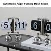 Automatic Page Turning Clock Stainless Steel Double Foot Small Scales Flip Desk Clock Vintage