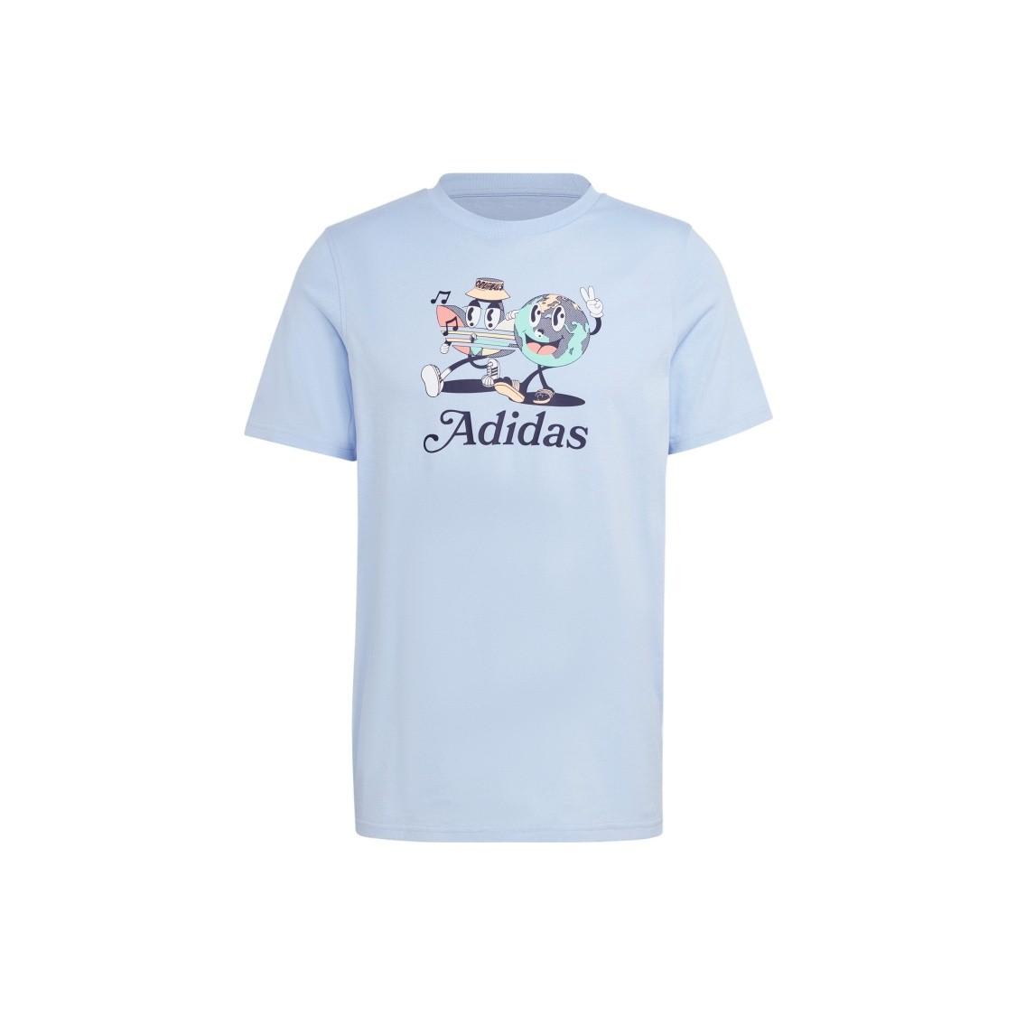 

adidas Dopamine Cartoon Logo Print Sports T-Shirt Men s Light Pink Blue M