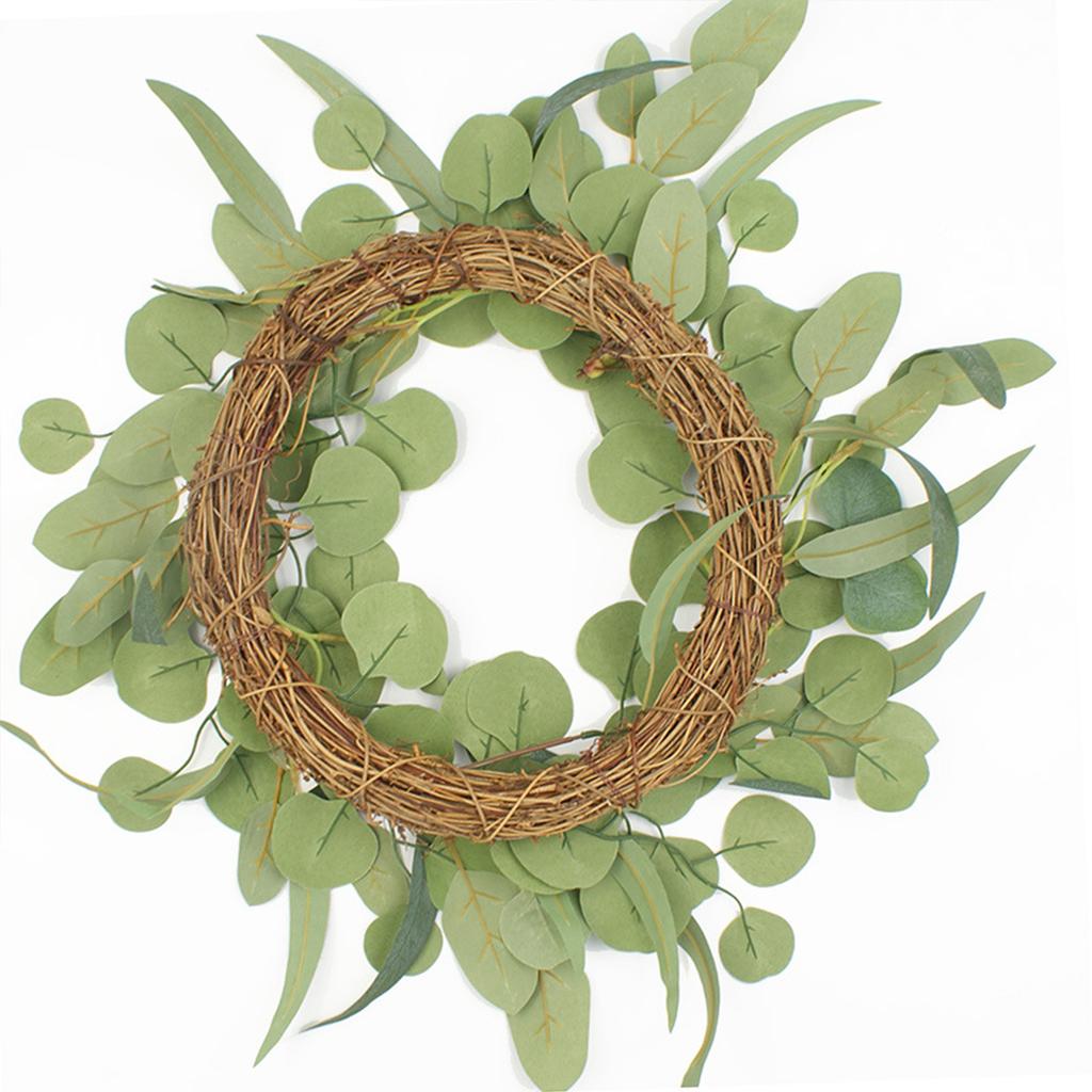 Eucalyptus Money Leaf Wreath Garland 50x50cm Artificial Greenery Wall Decor