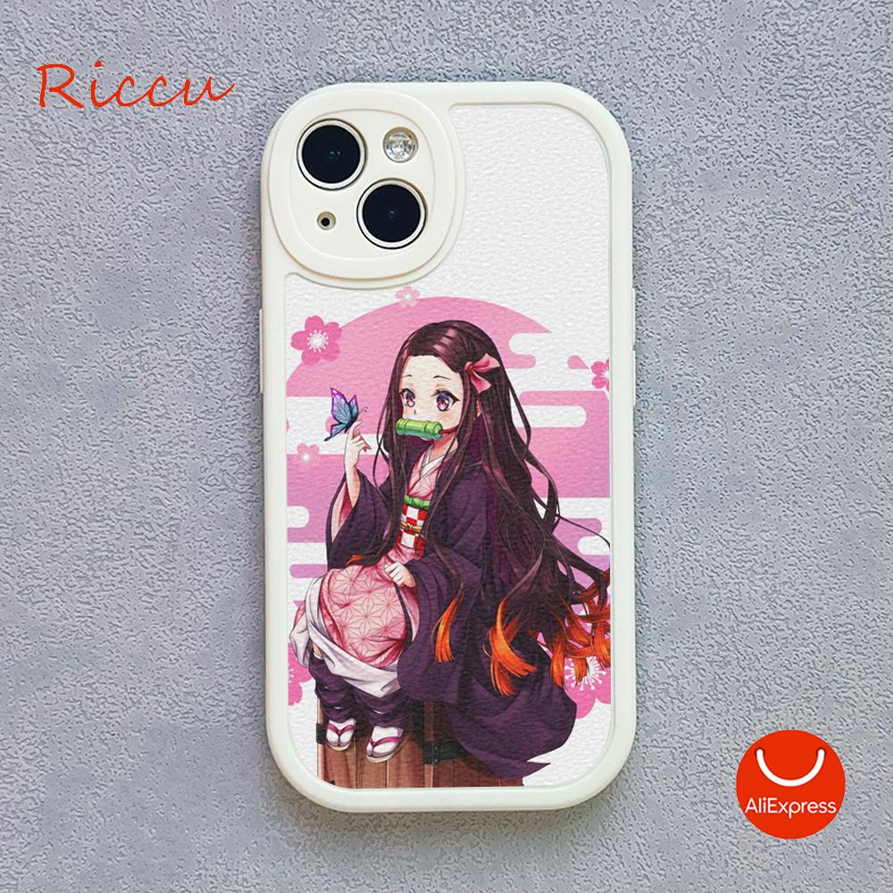 Anime Demon Slayer Kamado Nezuko Pouzdro na telefon pro Iphone 14 13 11 12 Pro MAX 12 MiNi 7 8 plus XS XR Jehněčí kůže Ochranné kryty