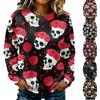 Women's Fashion Long Sleeve Halloween Print Crewneck Sweatshirt Top for Casual Wear