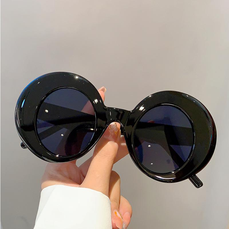 New European And American Style Fashionable Round Frame Sunglasses Personalized Simple Trendy Uv Resistant Sunglasses