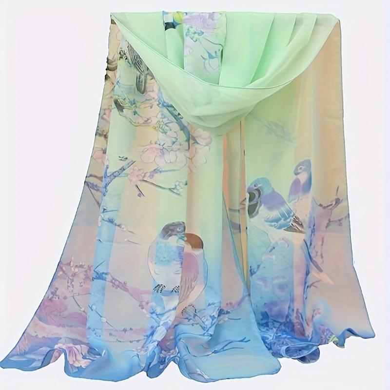 Fashion Printed Floral Chiffon Hijab Scarf Women Pareo Lady Bandanas Beach Towels Summer Muslim Veil Wrap Female Foulard