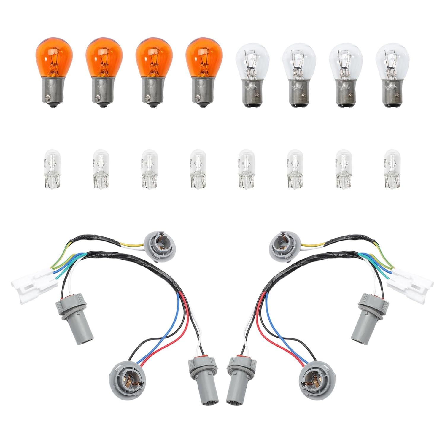 2 Packs Tail Light Lamp Wiring Harness Socket Holder & 16 Bulbs Compatible With Sonata 2011 2012 2013 2014 OE Replece 92450-3Q000