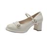 Spring and Autumn New Mary Jane 2024 Coarse Heel High Heel Shoes Temperament Pearl Retro Round Head Shoes Children's Versatile Single Shoes