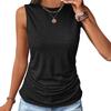 Women's Knitted Plus Size Sleeveless Round Neck Tank Top - Slim Fit with Side Pleats