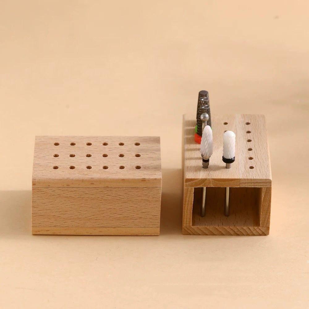 18 Holes Nail Grind Head Organizer Nail Tool Storage Box Manicure Tool Storage
