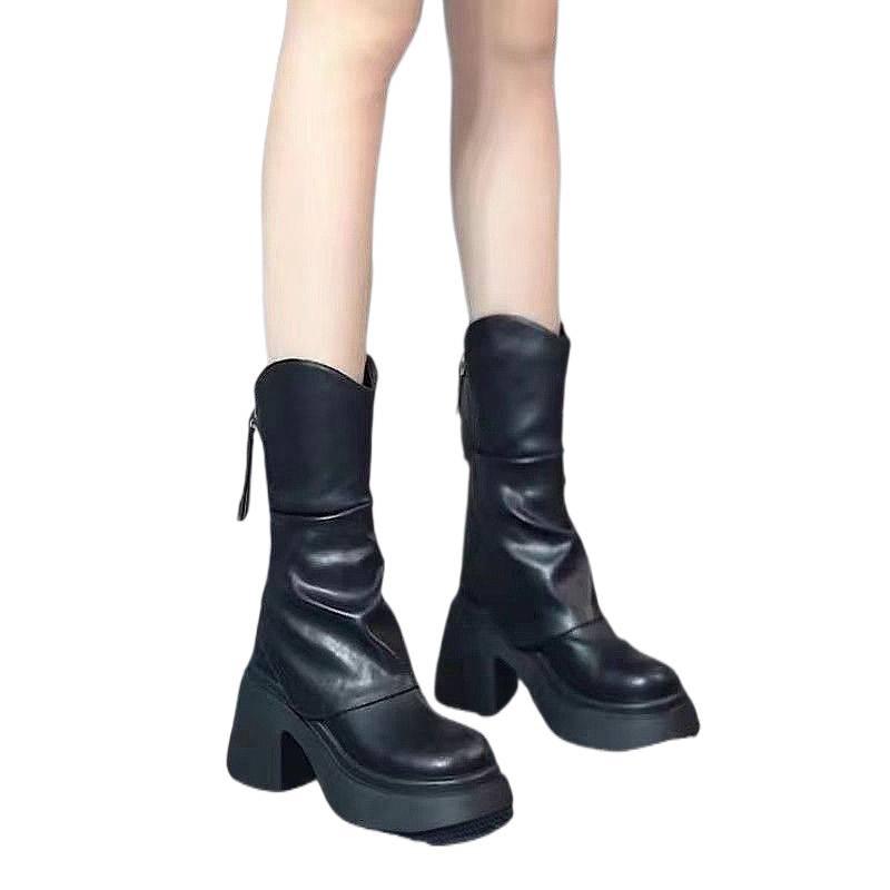 Dámské kotníkové boty Martin s malou platformou zvyšující výšku - Kulatá špička, Vodotěsné, Unisex, Ideální pro podzimní/zimní módu