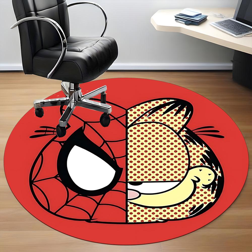 1 Stück Spider-Man Garfield Büro Runder Teppich, Indoor-Matte Geeignet Für Büro, Unter Bürostühlen Schlafzimmer Wohnzimmer Heimdeko, Zimmer Deko