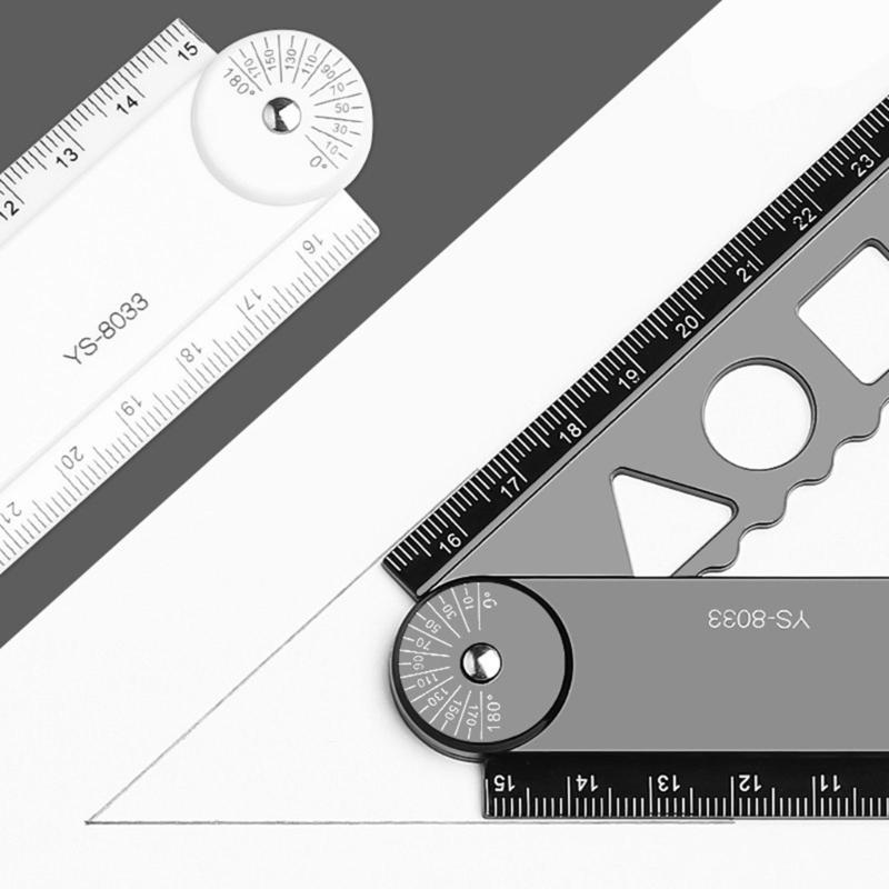 5Pieces Portable Folding Geometrics Drawing Ruler Set Plastic Drawing Tool with Clear Marking for Students Engineers